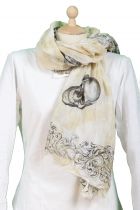 Foulard femme beige en coton motif « tête de mort »