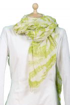 Foulard femme blanc en coton motifs verts