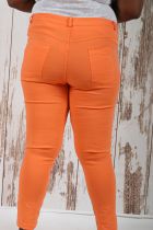 Pantalon type jean slim grande taille orange